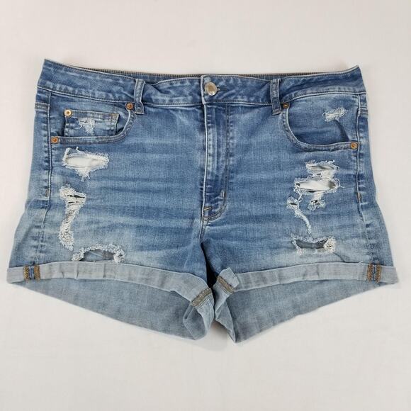 American Eagle Shorts Womens 18 Hi-Rise Shortie Super Stretch Distressed Denim - Picture 8 of 8